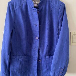 Tan Jay Jacket VTG - Vibrant Blue - soft faux suede material -large size 8